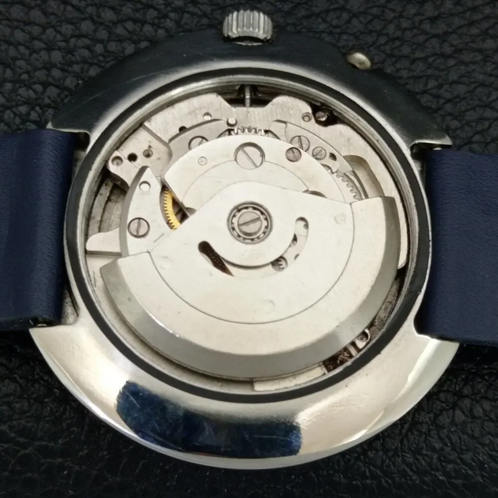 Vintage 1979 Ricoh Automatic Mens Silver Watch W/daydate & Blue accents